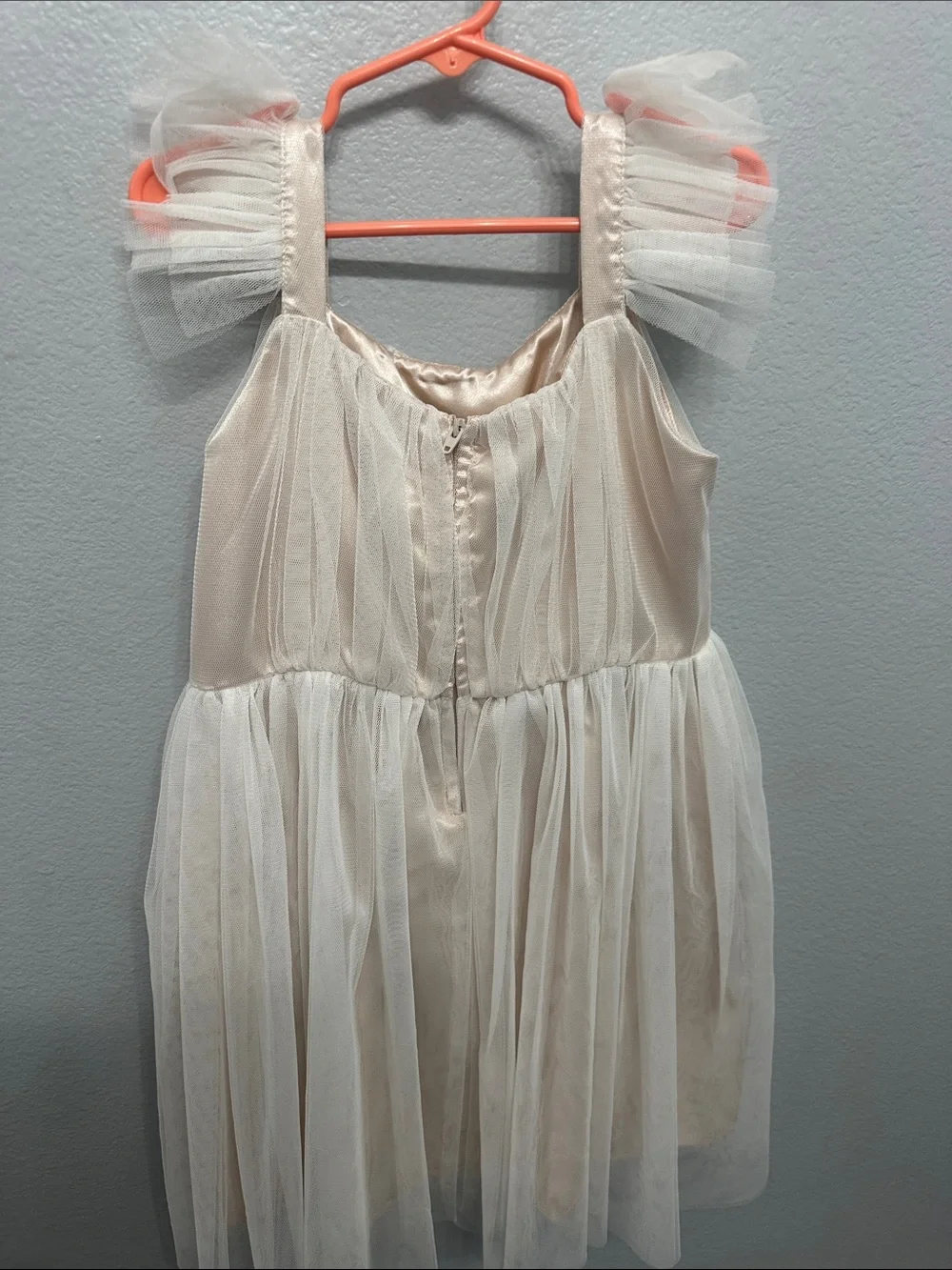 Kids Cream Tulle Flower Dress Costume